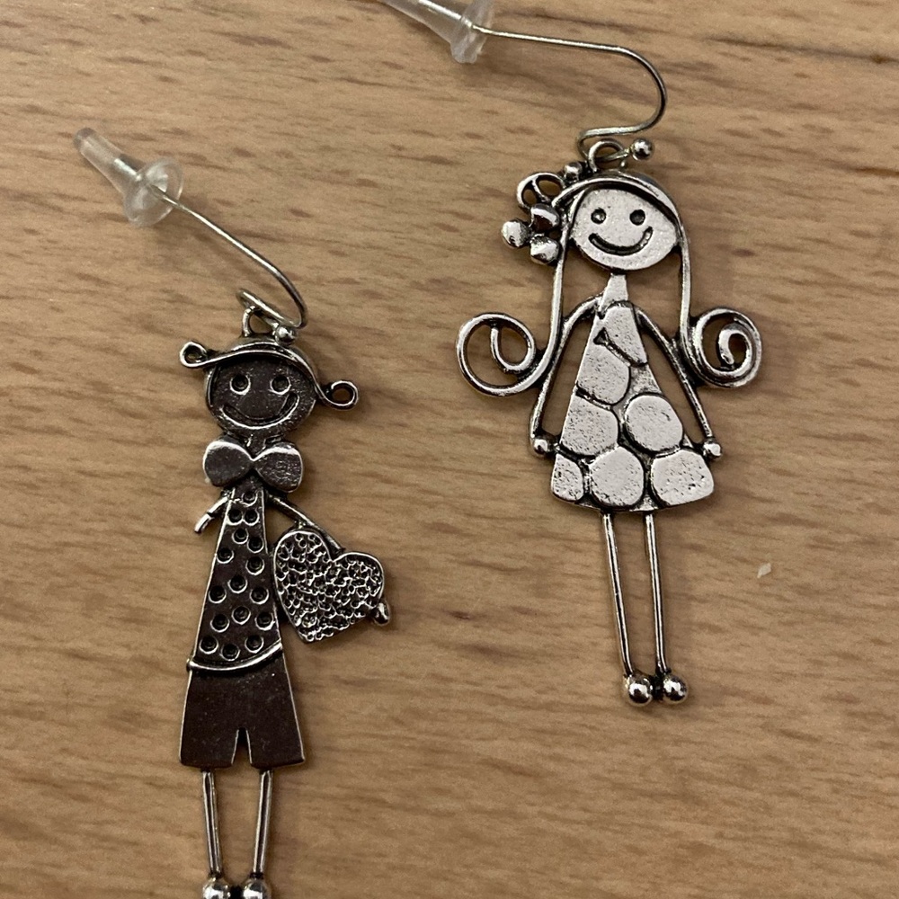 Dangling People Earrings Silver - Picture 2 of 2
